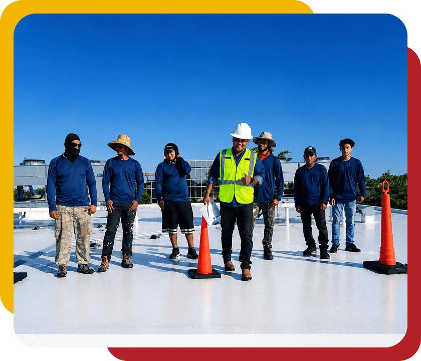 Equipo de roofing de Estar Contractor en proyecto comercial